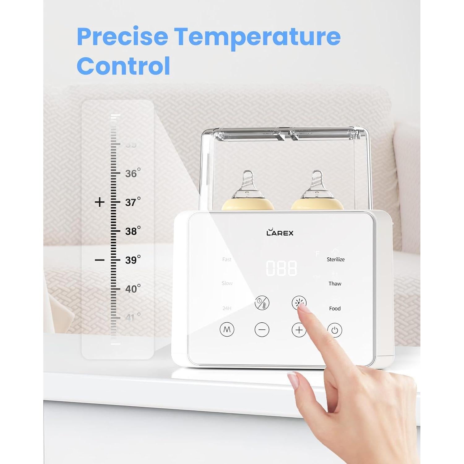 Calentador de Botellas Doble LAREX W4, 11 en 1, Blanco