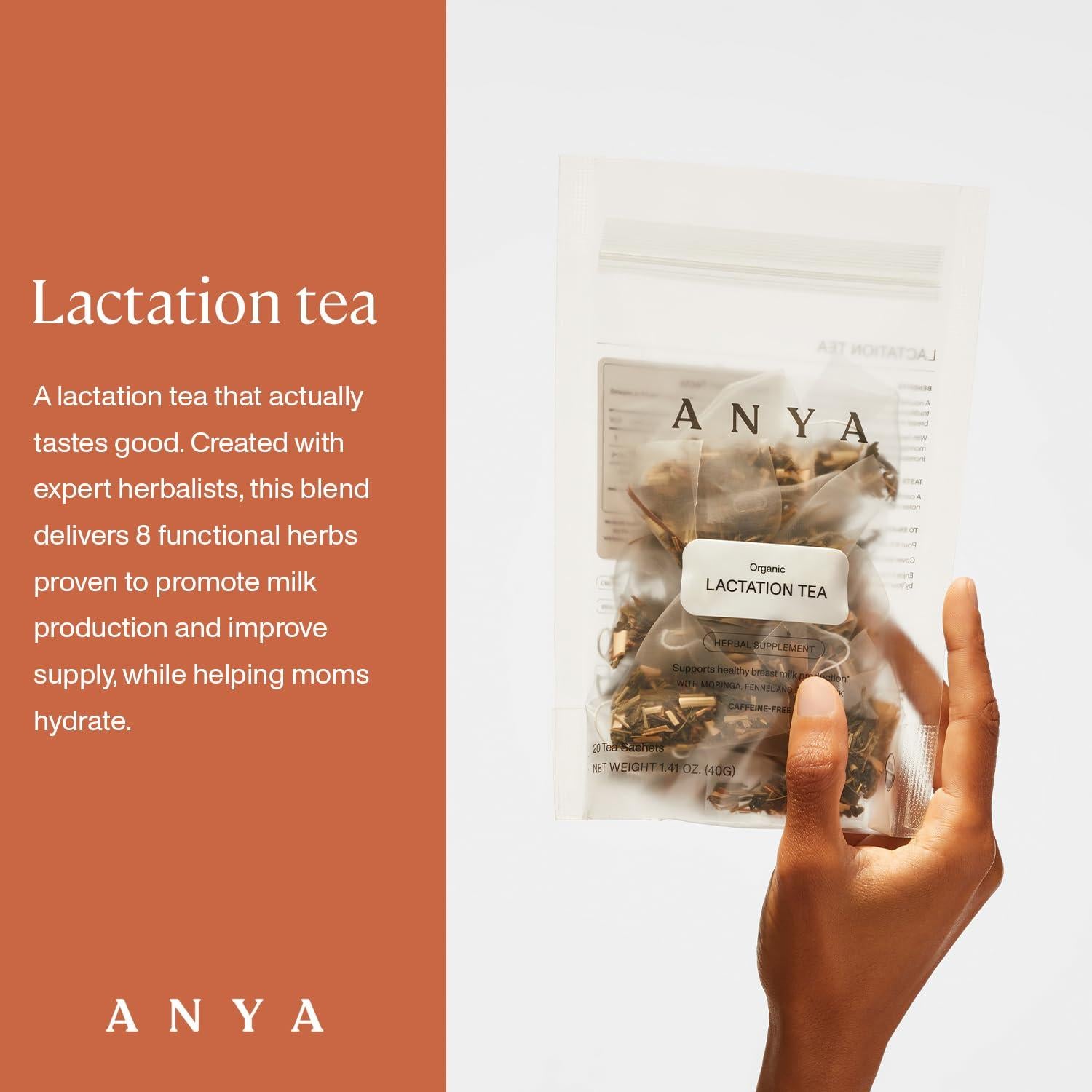 Té de Lactancia HERBAL ANYA, 20 Bolsas - Jengibre y Moringa