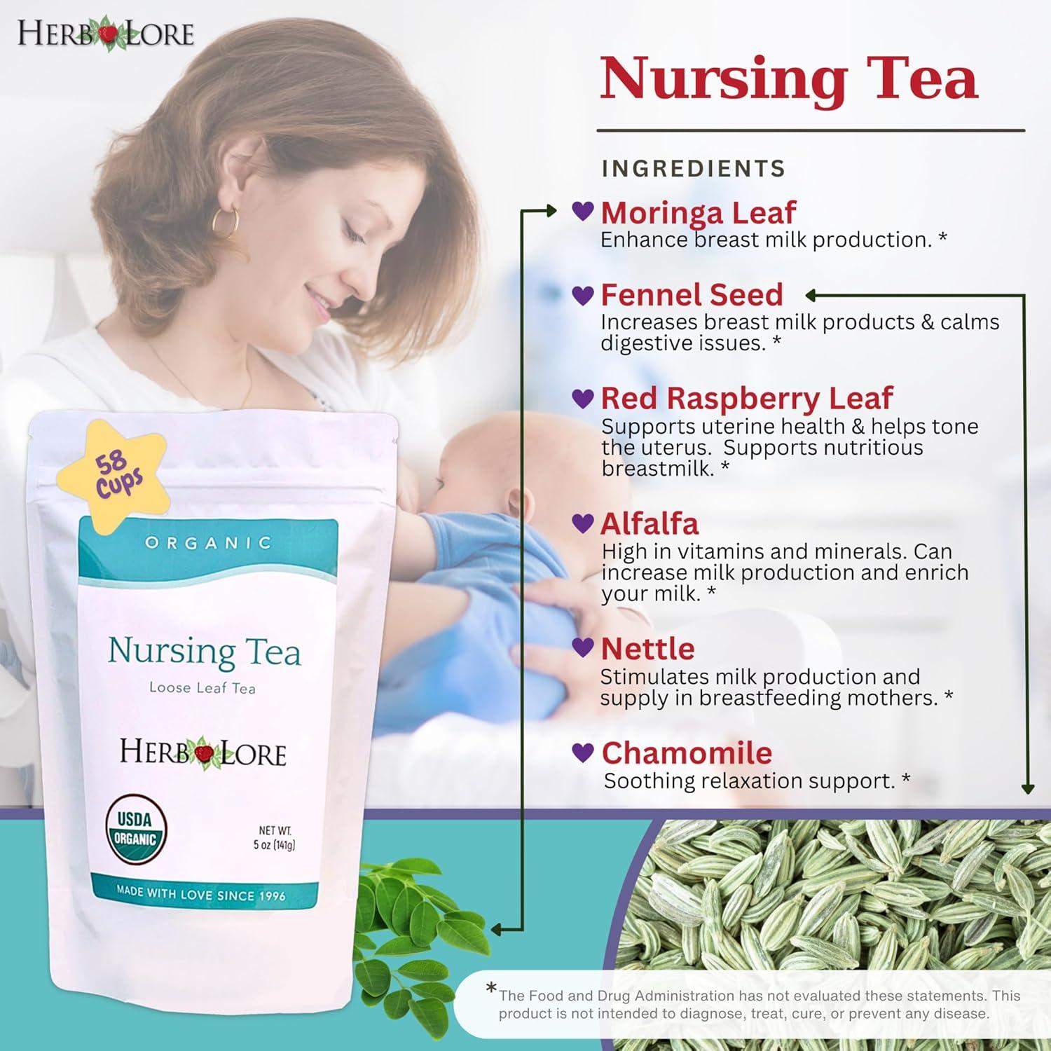 Té de Lactancia Orgánico Herb Lore - 58 Porciones - Sin Cafeína