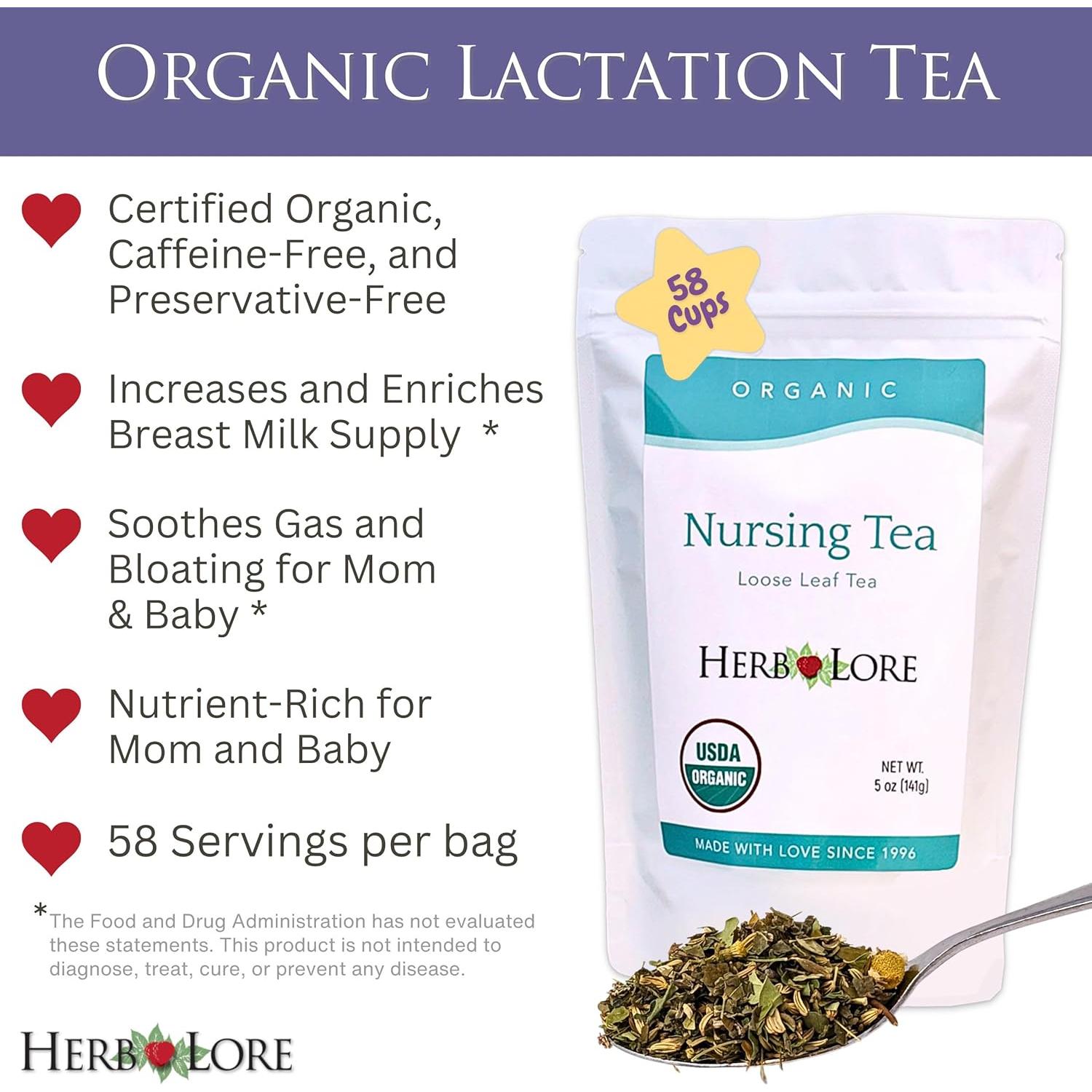 Té de Lactancia Orgánico Herb Lore - 58 Porciones - Sin Cafeína