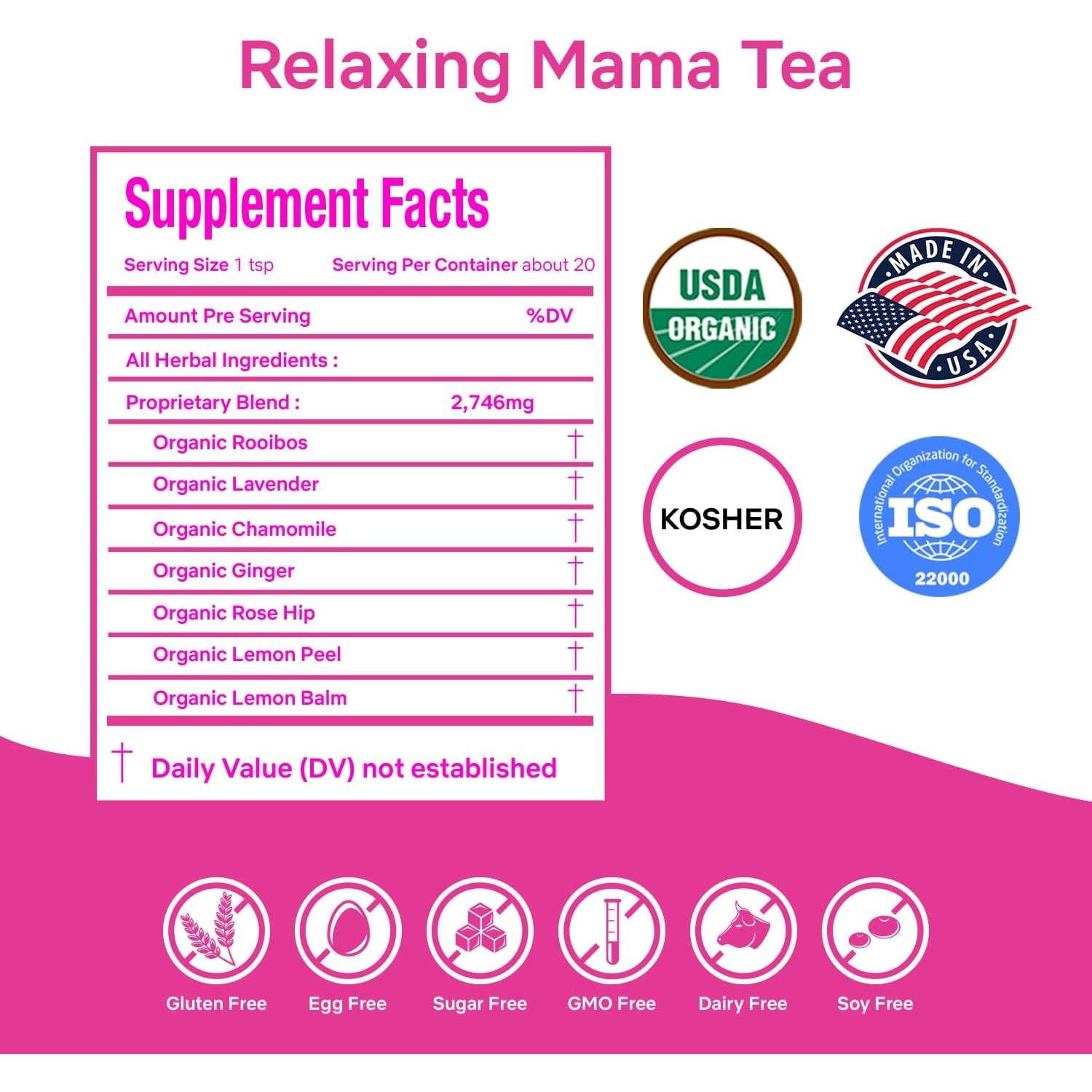 Té Relajante Orgánico Mama - Sin Cafeína - 40 Porciones