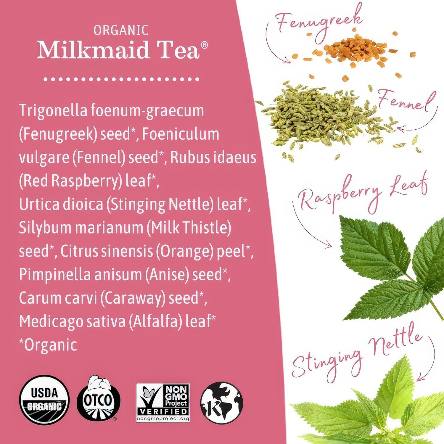 Té de Lactancia Orgánico Milkmaid Earth Mama - 16 Bolsitas x 3