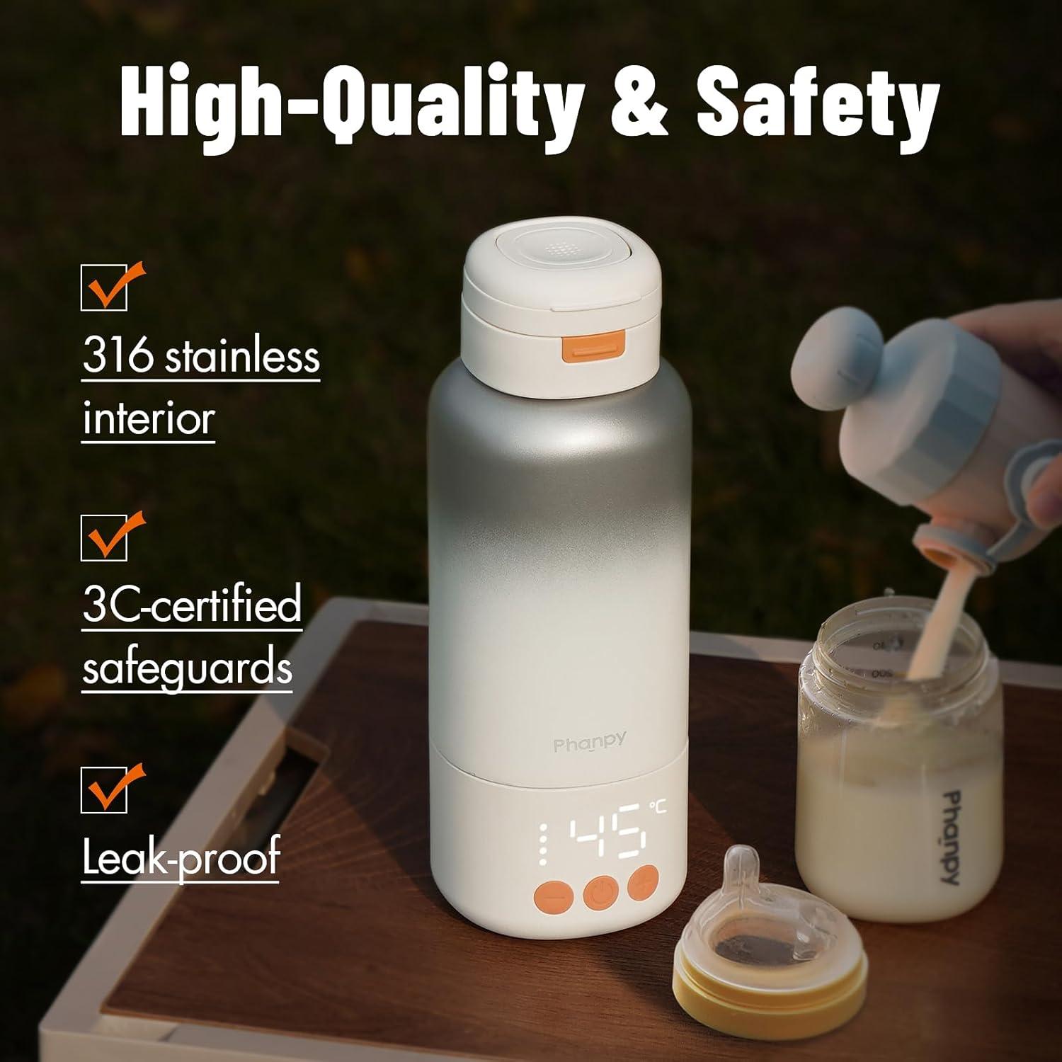 Calentador de Botellas Portátil Phanpy 100W - 500ml, Batería 10000mAh