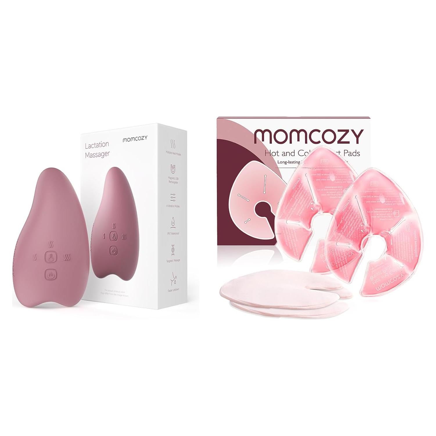 Masajeador de Lactancia Momcozy 2-en-1 con Terapia Caliente y Fría