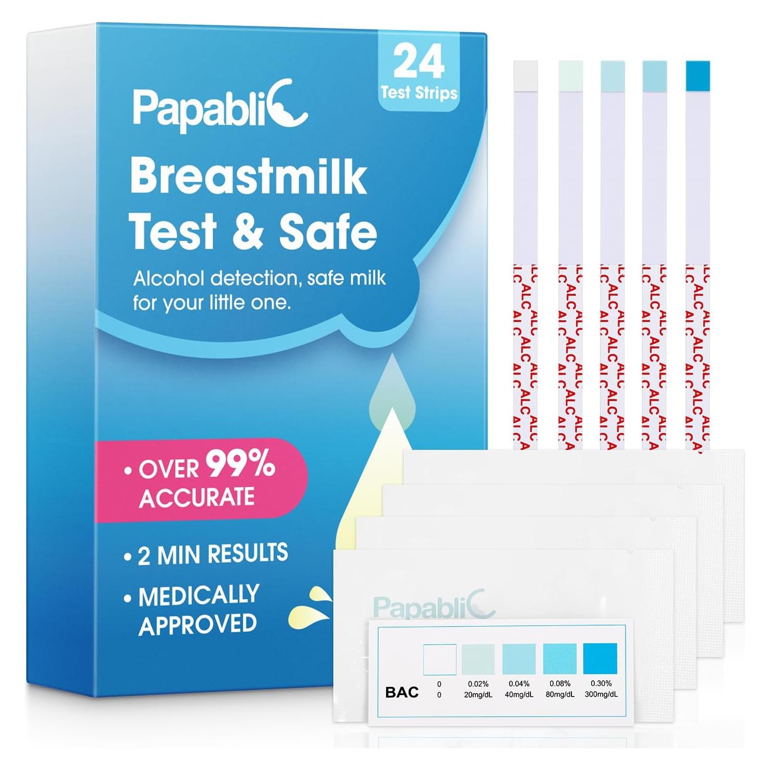 Tiras de Prueba de Alcohol para Leche Materna Papablic 24 Pcs