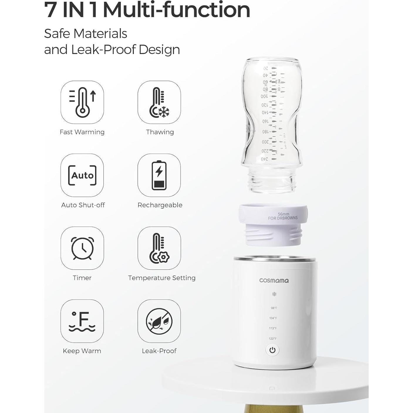 Calentador de Botellas Portátil Cosmama con Botella y Adaptadores