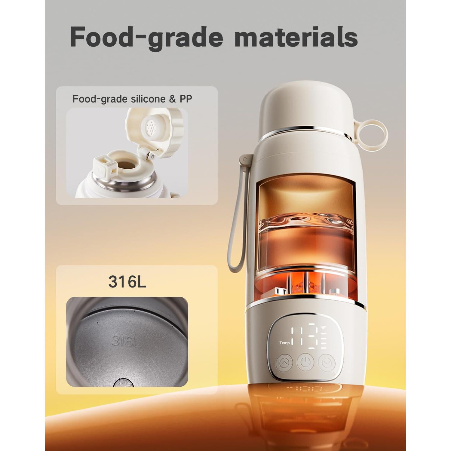 Calentador de Botellas Portátil Rápido 17oz Nubes Blancas