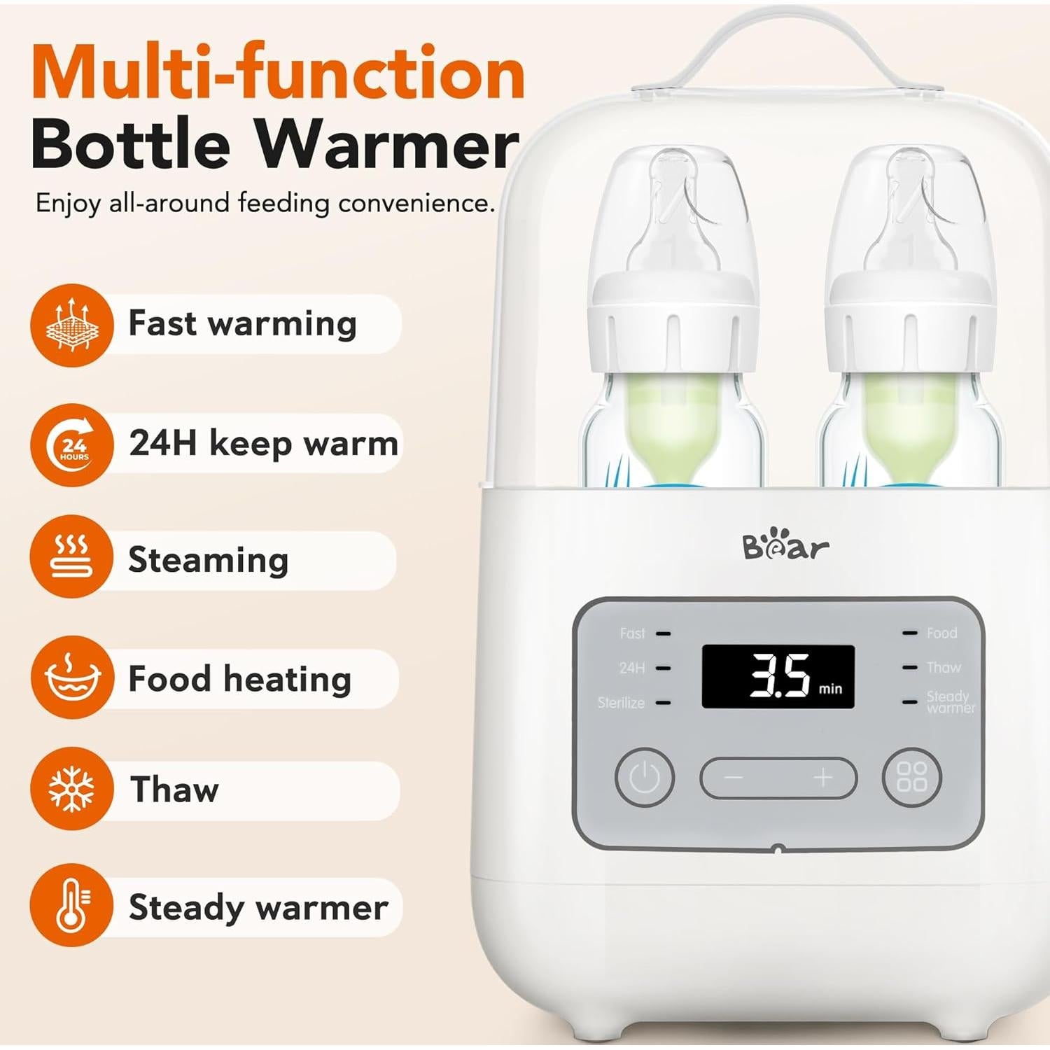 Calentador de Botellas Doble Bear - Leche y Comida Bebés 24H