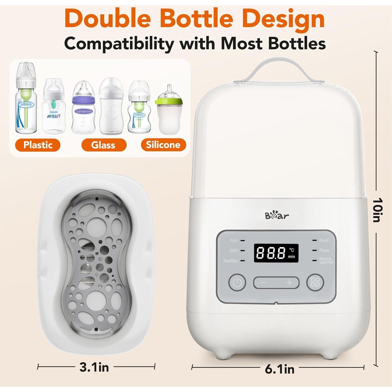 Calentador de Botellas Doble Bear - Leche y Comida Bebés 24H