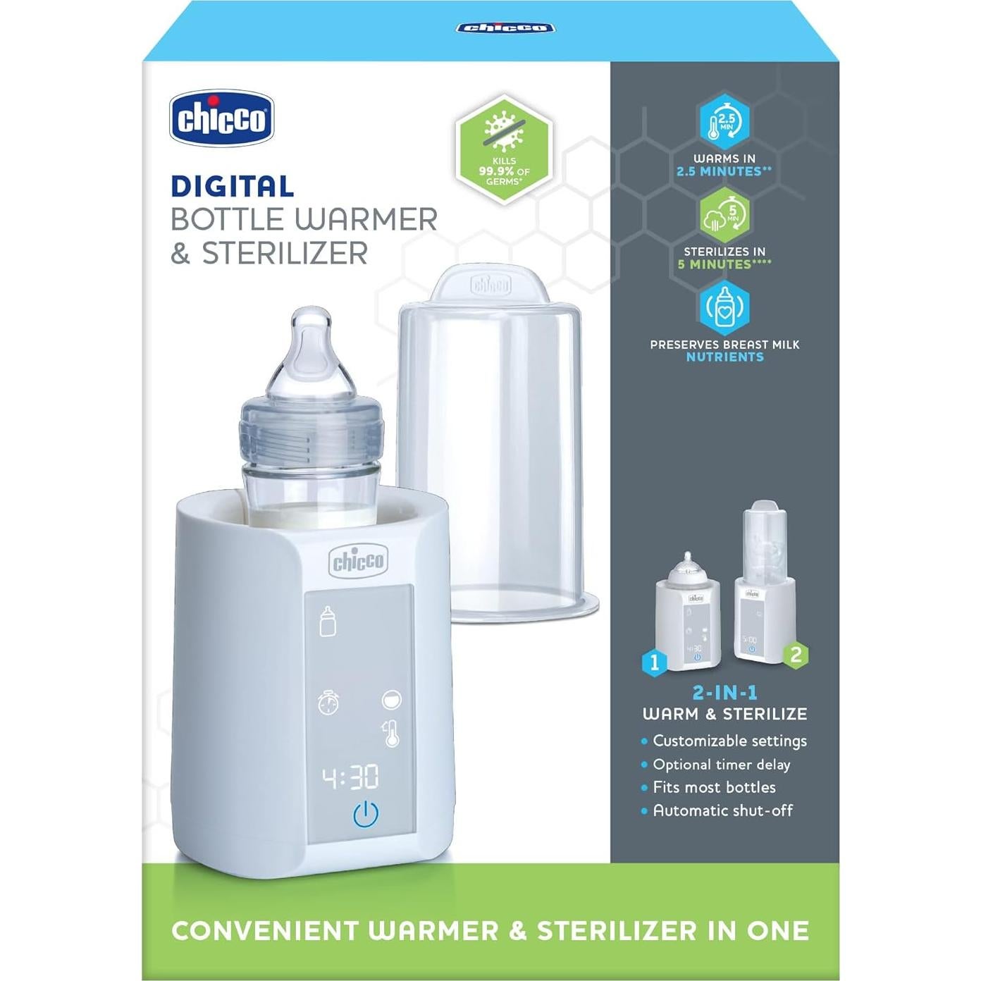 Calentador y Esterilizador Digital Chicco 2 en 1 para Biberones