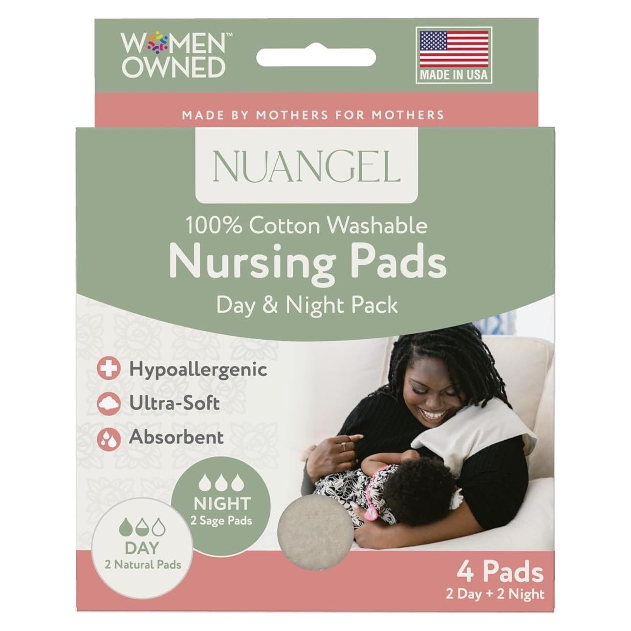 Almohadillas de Lactancia Reutilizables NuAngel - 4 Piezas