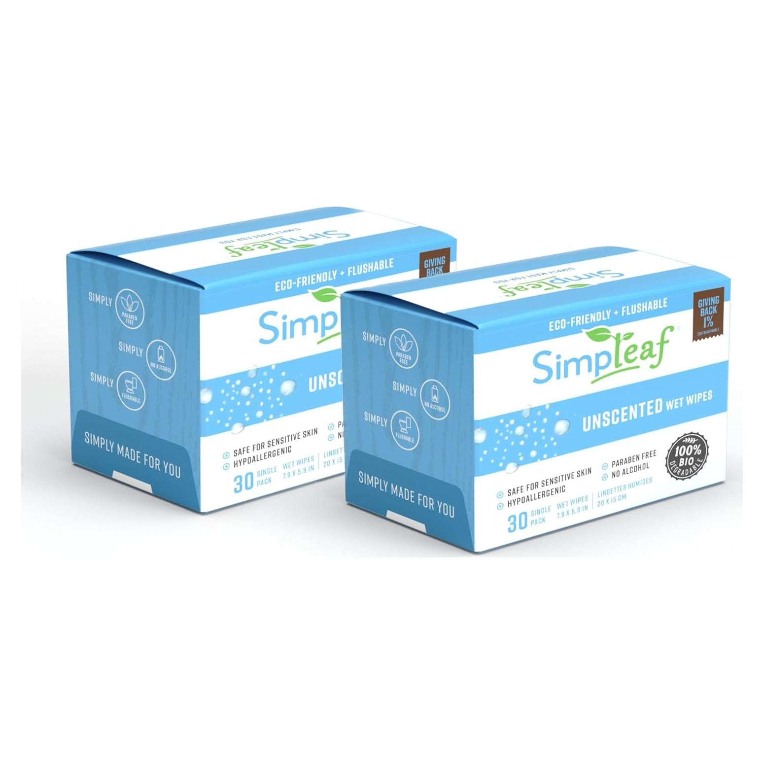 Toallitas Húmedas Desechables Simpleaf Aloe Vera 60 Cuentas