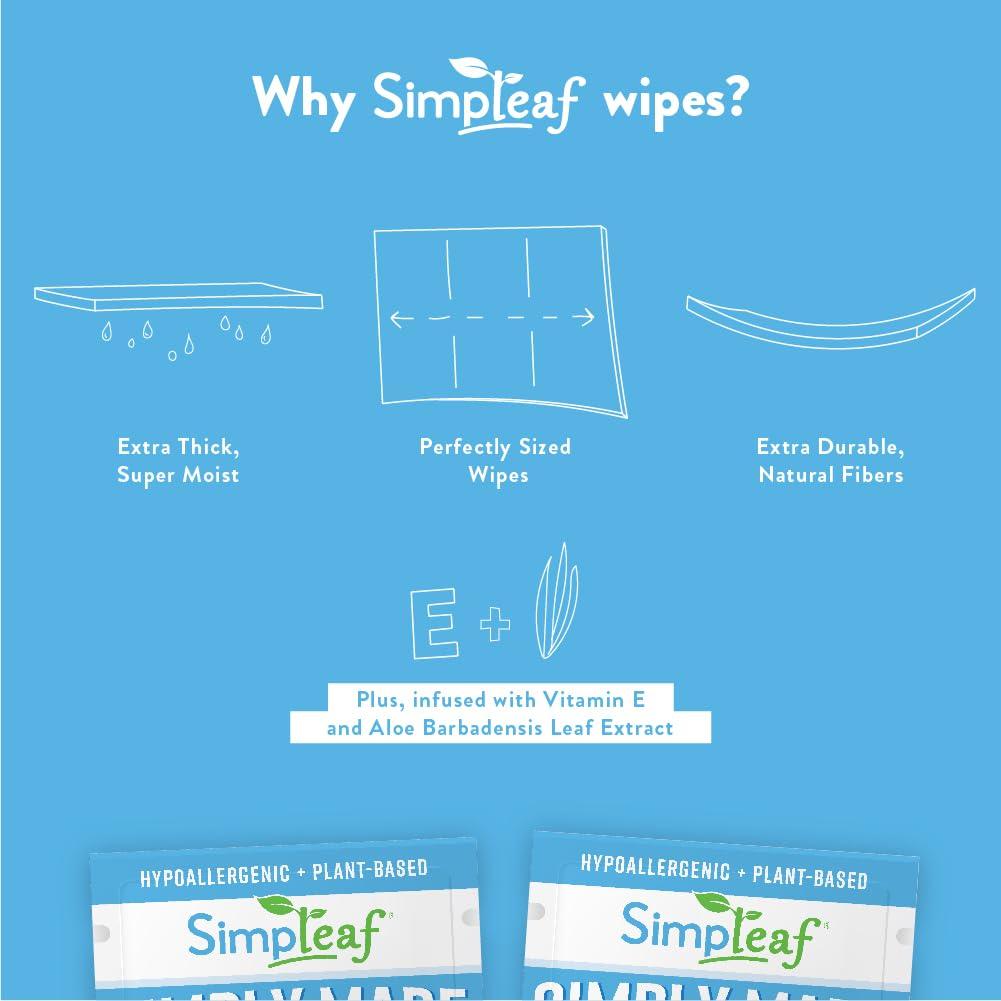 Toallitas Húmedas Desechables Simpleaf Aloe Vera 60 Cuentas