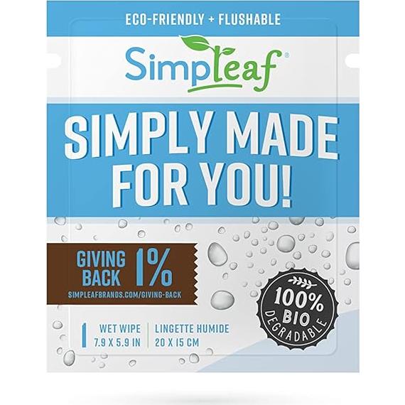 Toallitas Húmedas Desechables Simpleaf Aloe Vera 60 Cuentas