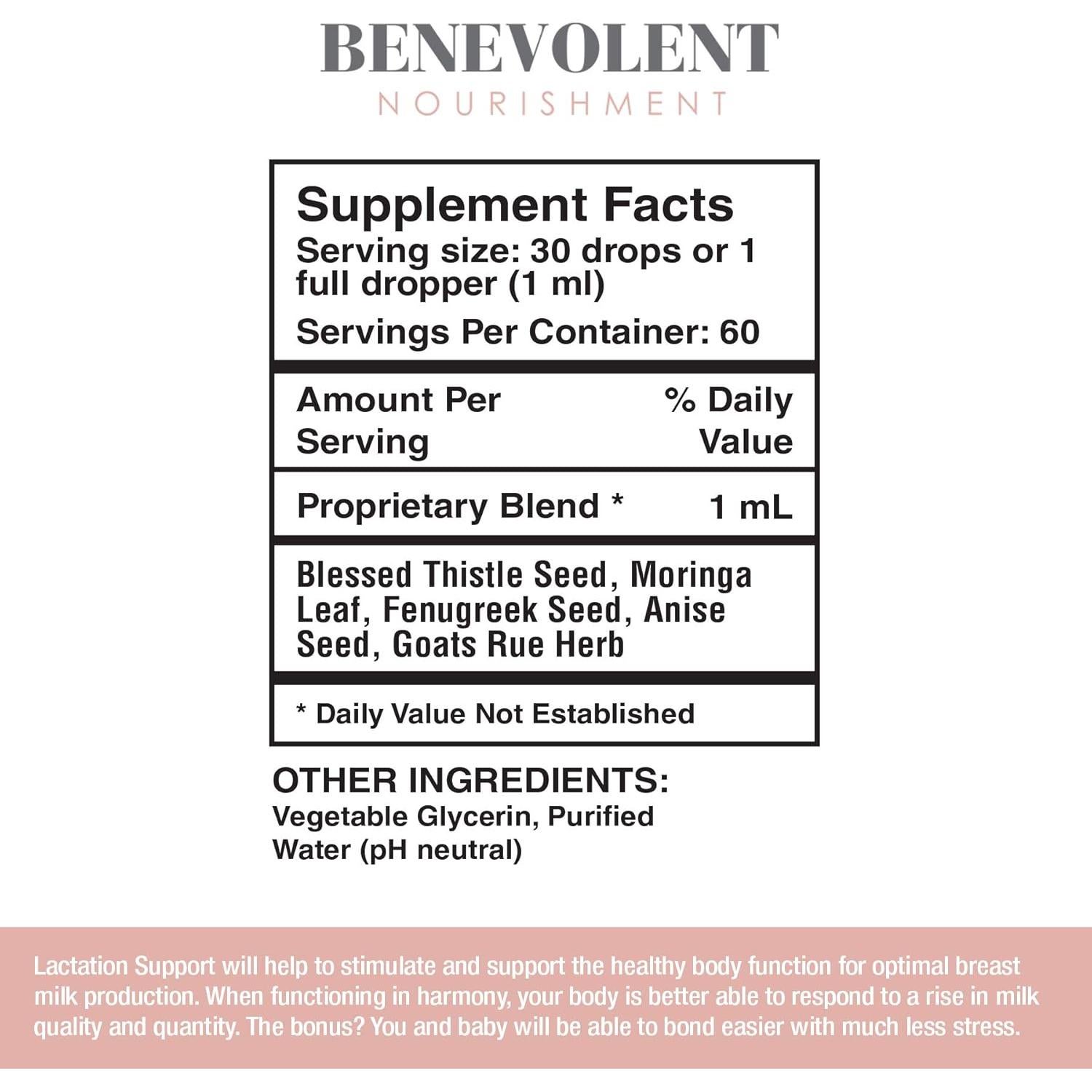 Suplemento de Lactancia Líquido Benevolente 100% Orgánico - Aumento de Leche Materna