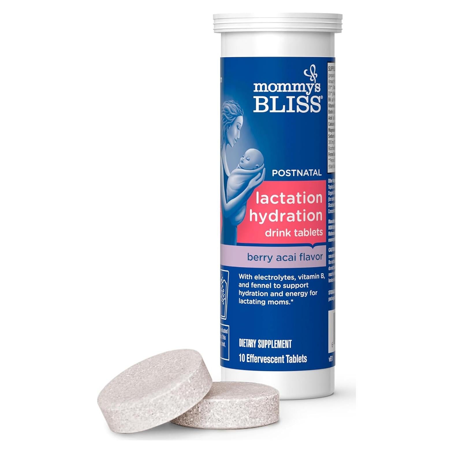 Tabletas de Hidratación Mommy's Bliss Berry Acai, 10 Unidades