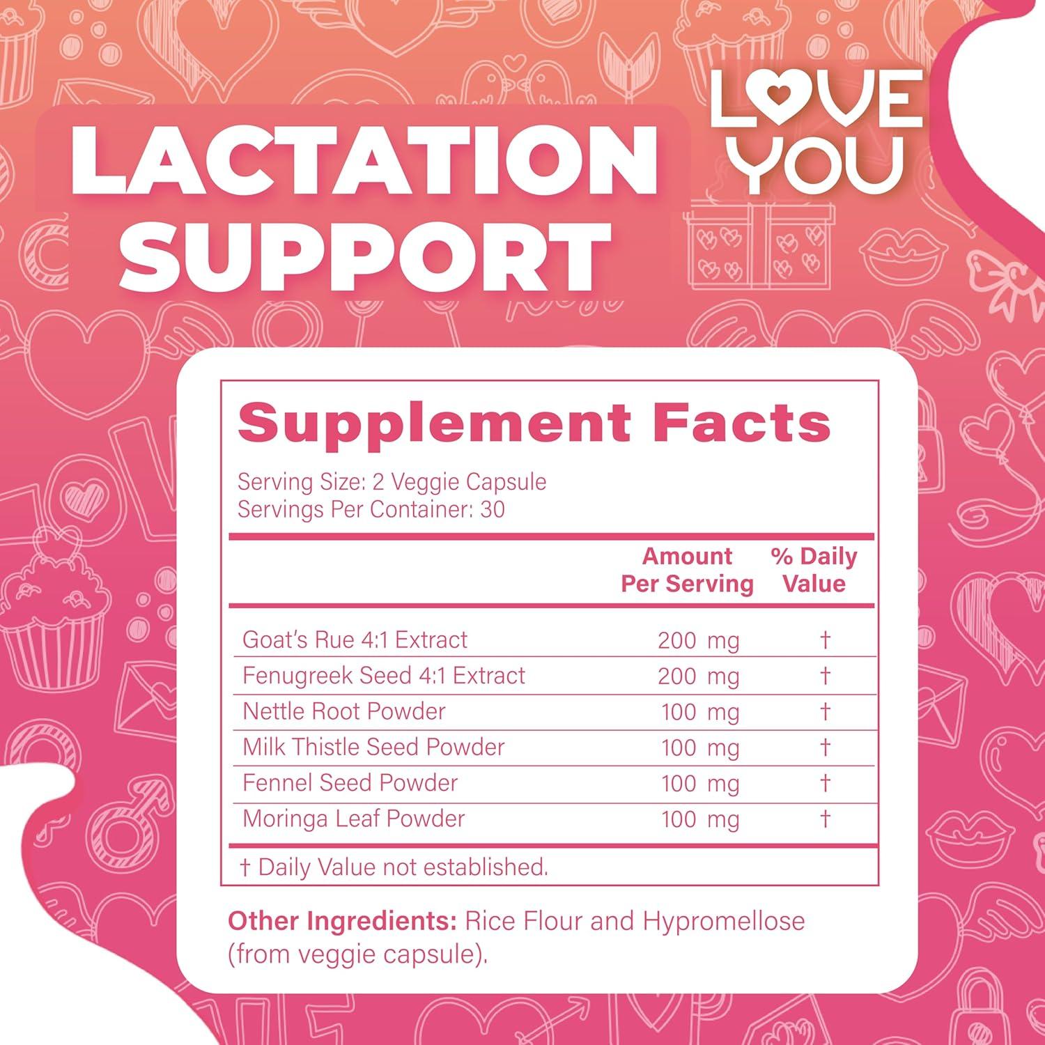 Suplemento Lactancia Love You - 2000 mg - 60 Cápsulas Veganas