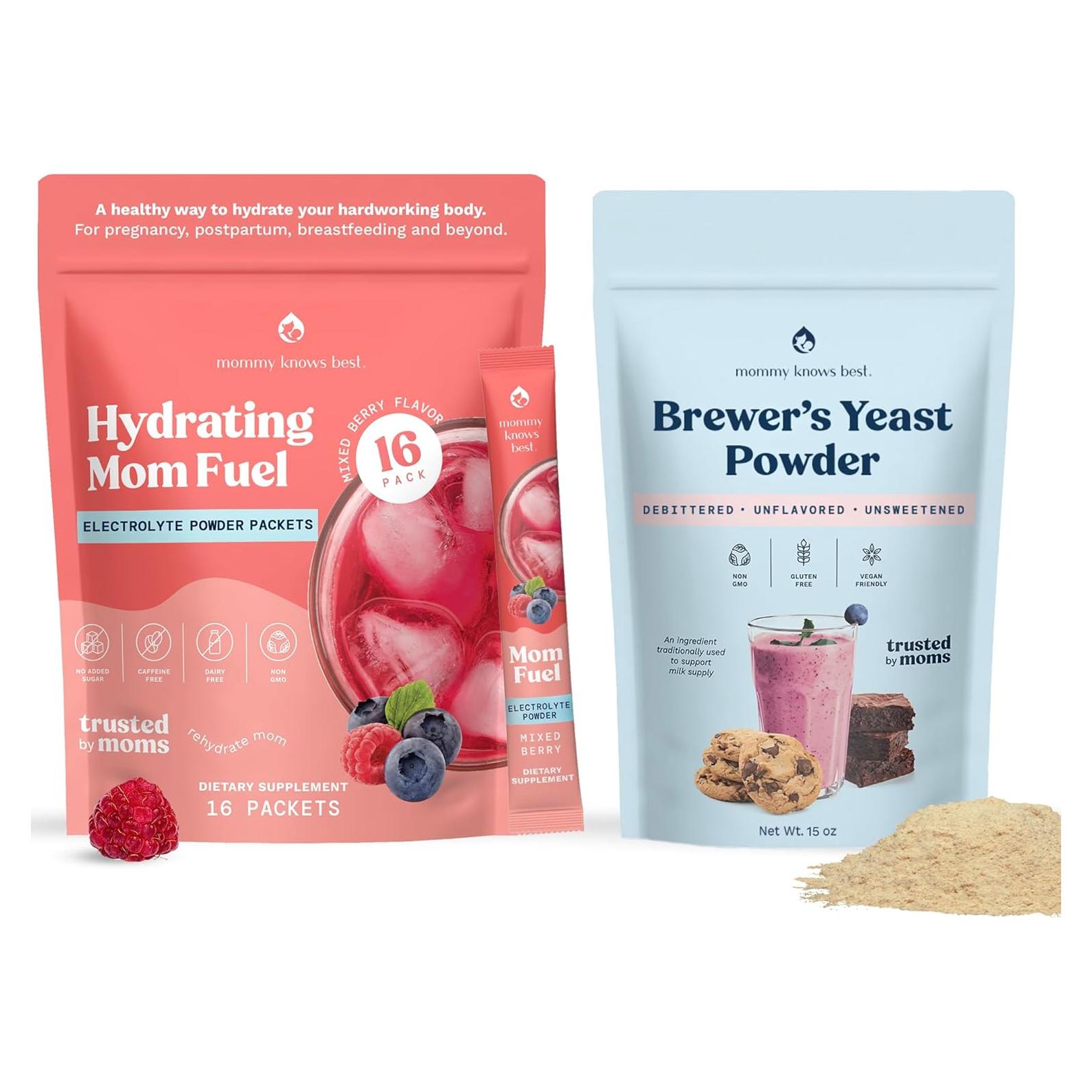 Dúo de Apoyo a la Lactancia Mommy Knows Best - Bebida Electrolítica y Levadura