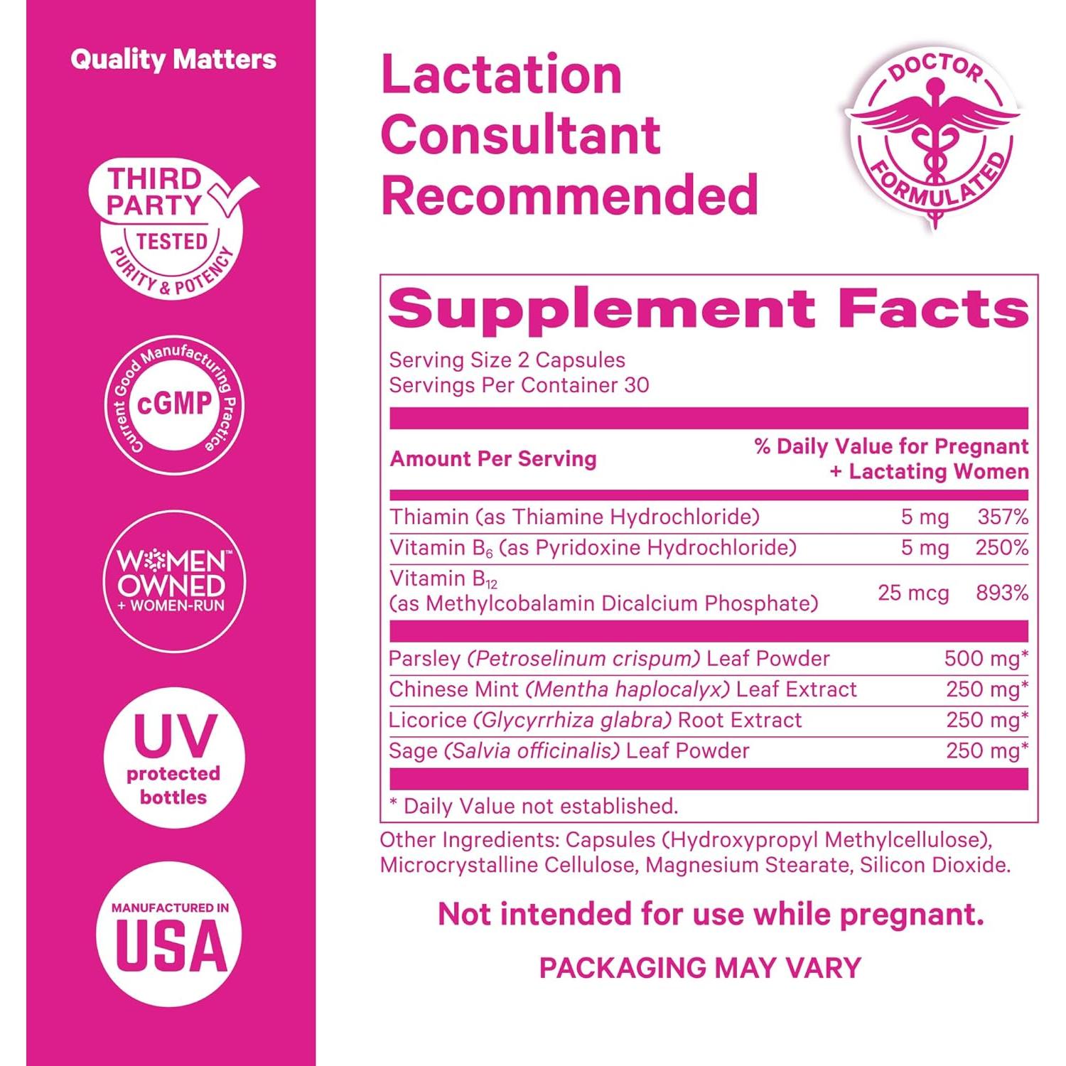 Pink Stork No Flow - Suplemento para Secar Leche Materna 60 Cápsulas