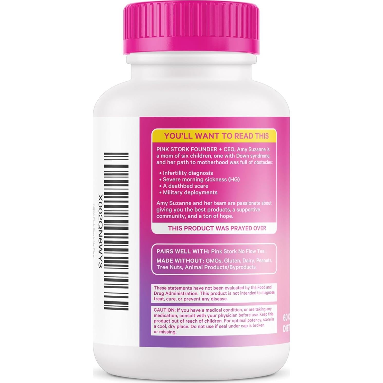 Pink Stork No Flow - Suplemento para Secar Leche Materna 60 Cápsulas