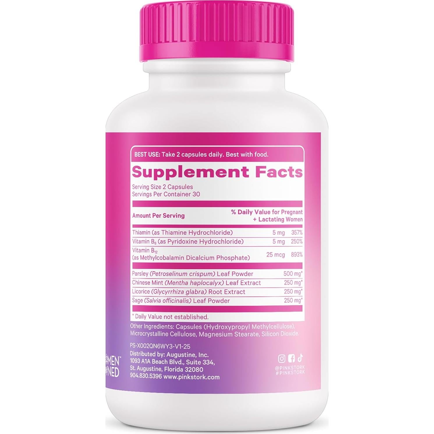 Pink Stork No Flow - Suplemento para Secar Leche Materna 60 Cápsulas