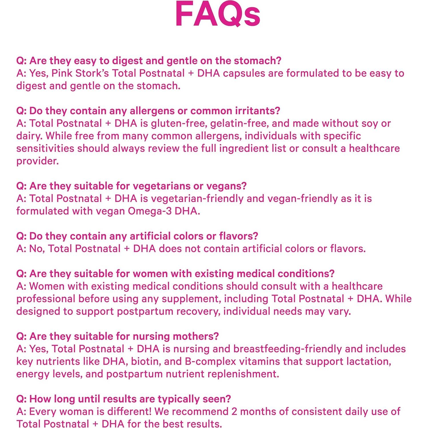 Vitaminas Postnatales Pink Stork - 60 Cápsulas con DHA y Hierro