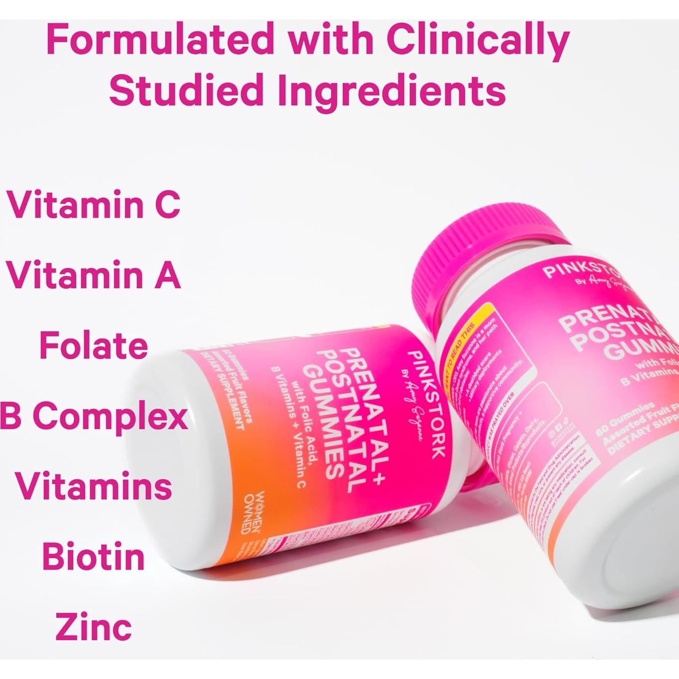 Gummy Vitaminas Prenatales y Postnatales Pink Stork - 60 Unidades