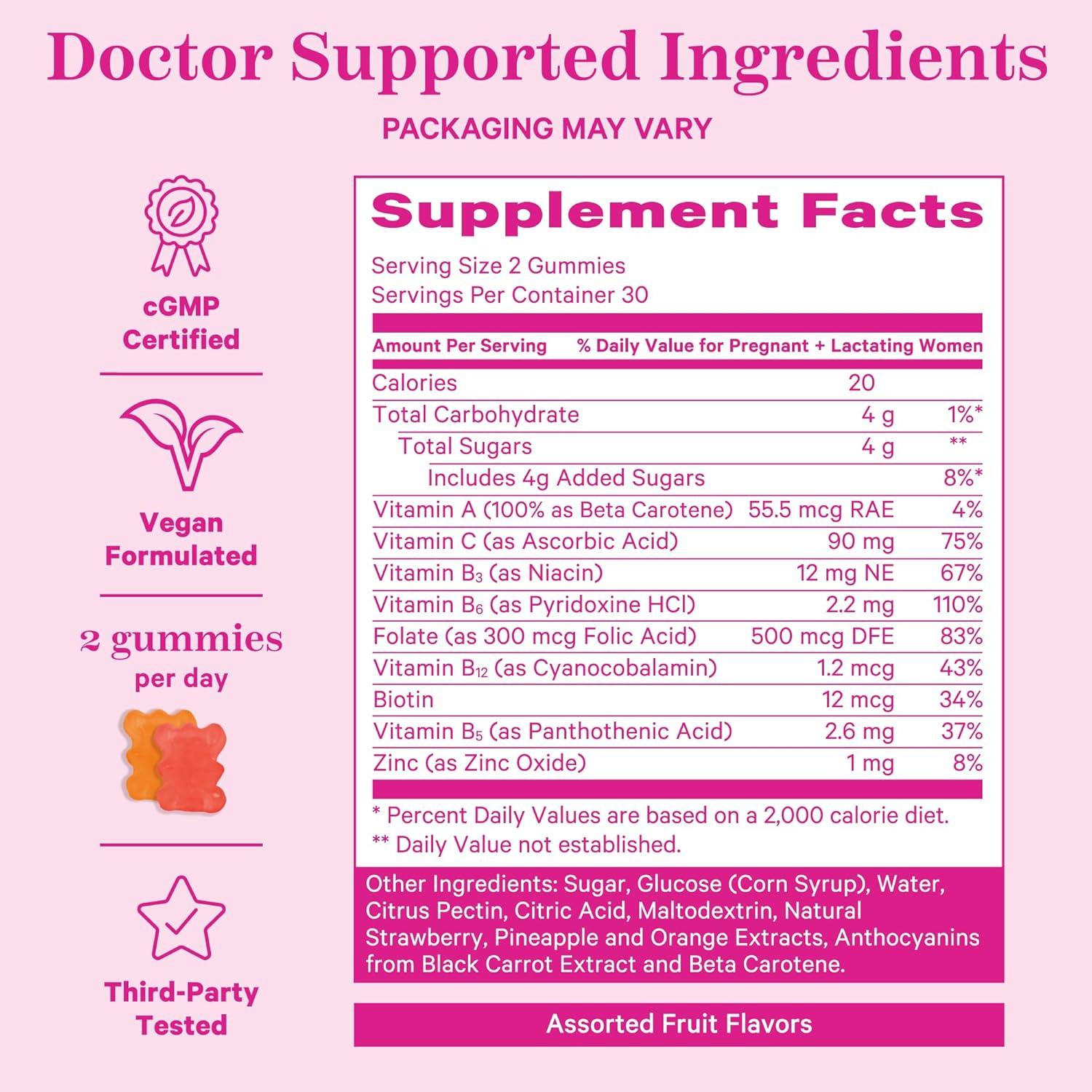 Gummy Vitaminas Prenatales y Postnatales Pink Stork - 60 Unidades
