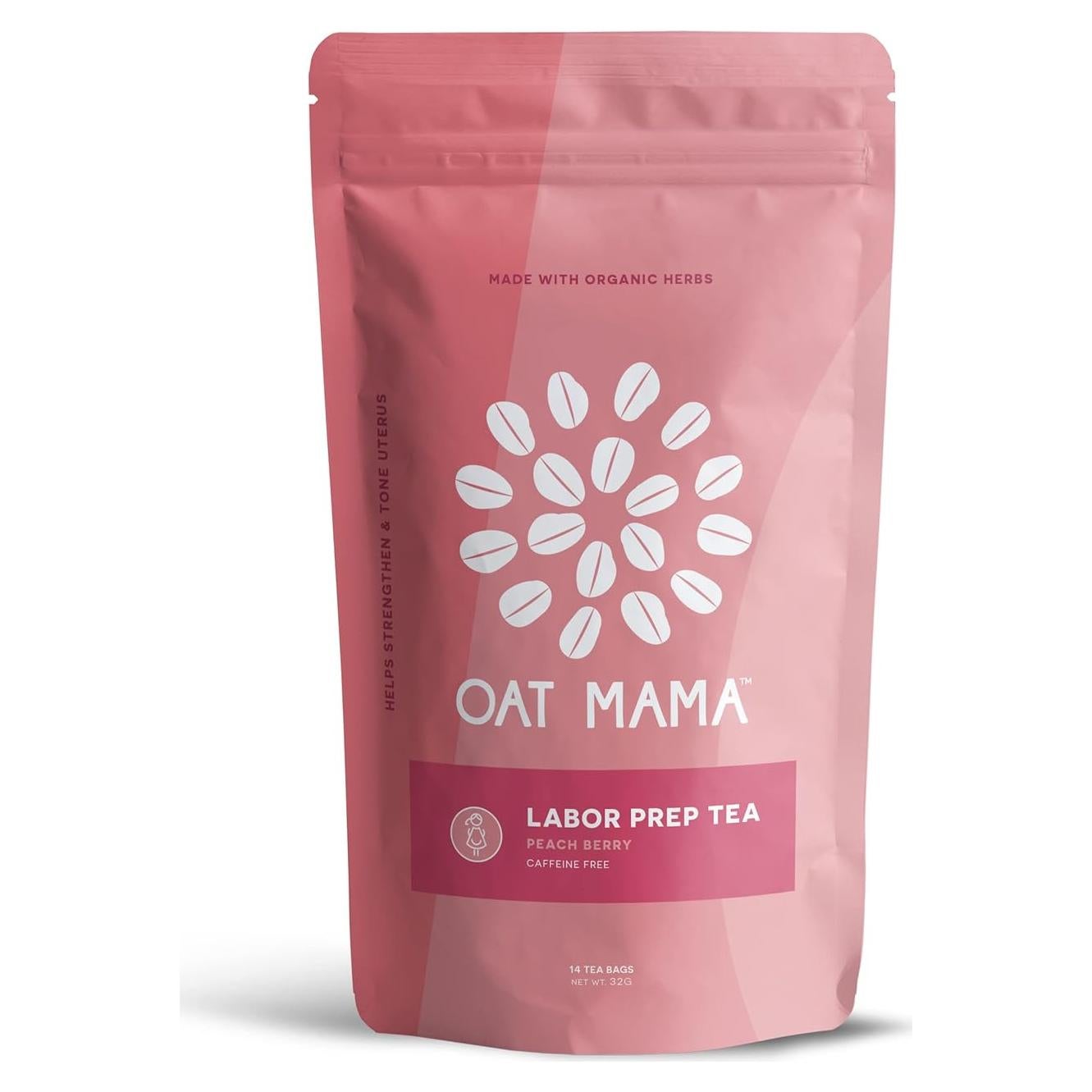 Té de Preparación para el Trabajo Oat Mama - Durazno Blanco - 14 Bolsitas