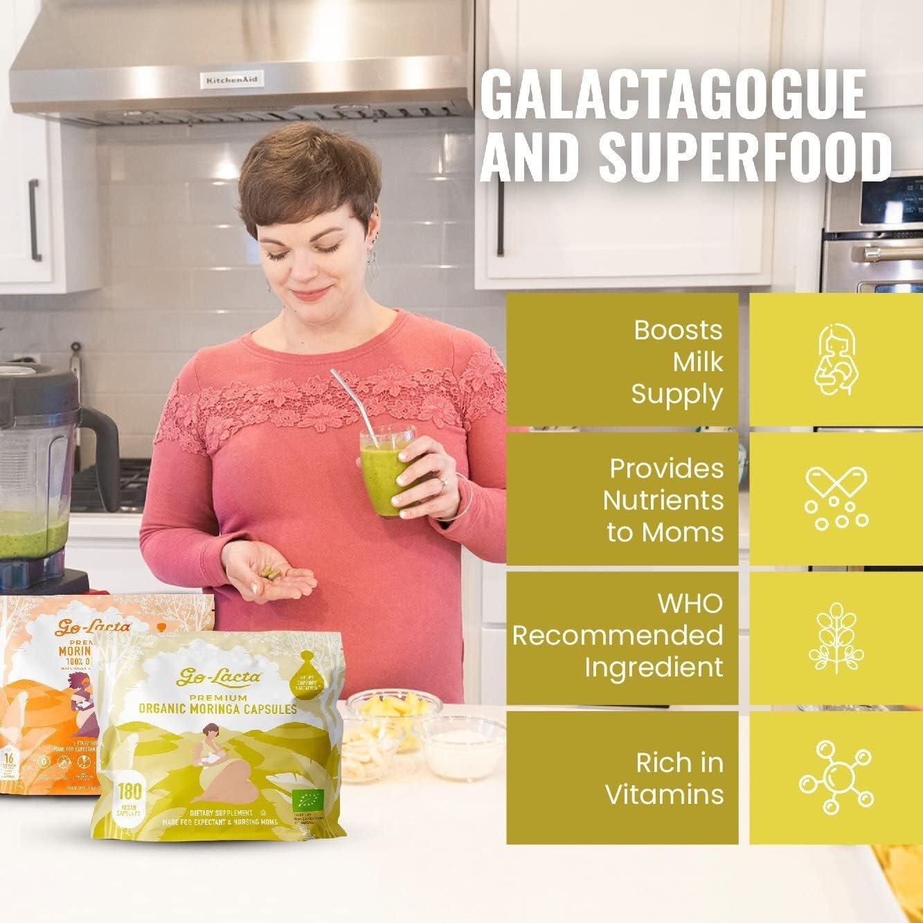 Paquete de Cápsulas y Té de Moringa Orgánica Go-Lacta - 180 Cápsulas y 16 Bolsitas