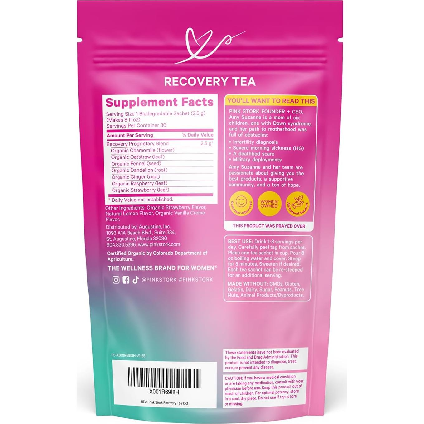 Té Herbal de Recuperación Postparto Pink Stork, 30 Bolsitas