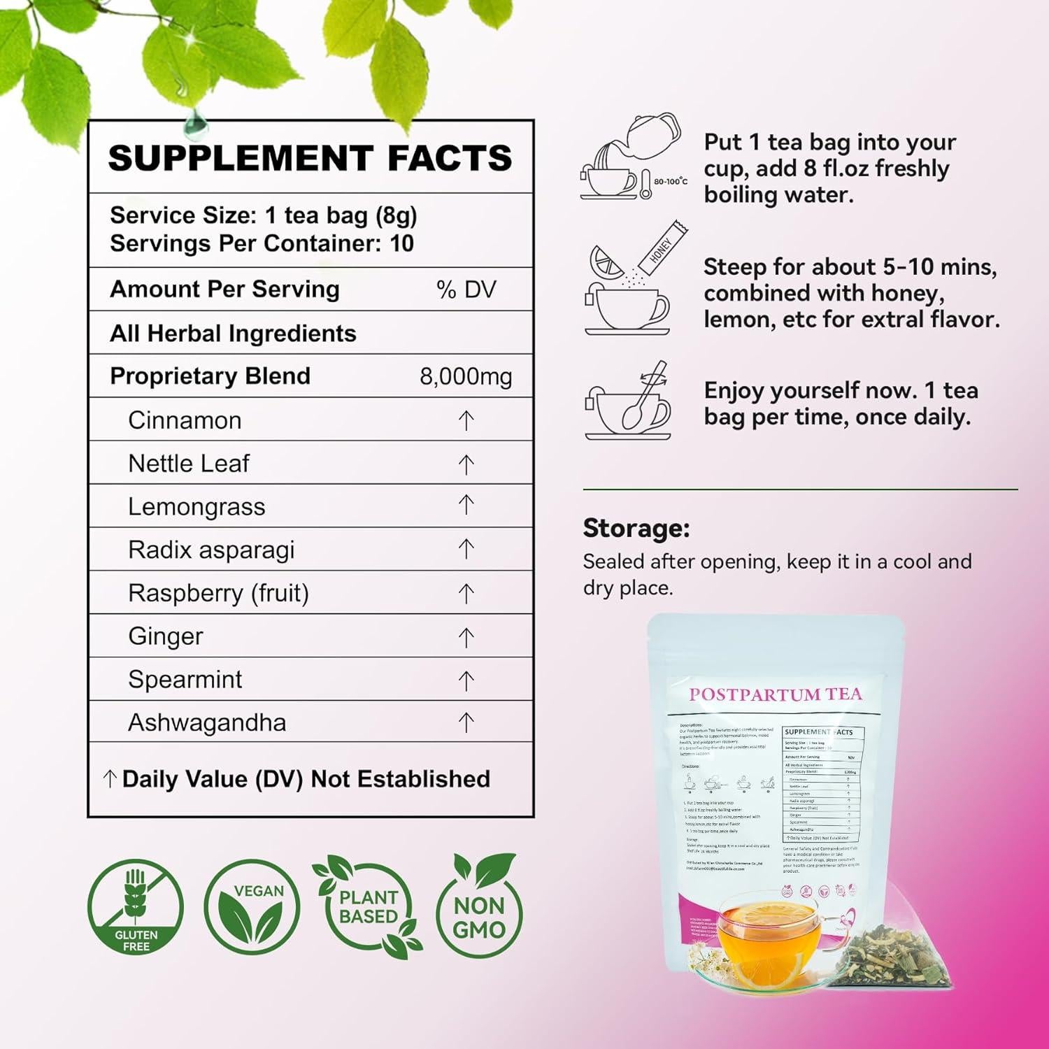 Té Postparto Aromlife Orgánico 10 Bolsitas Frambuesa