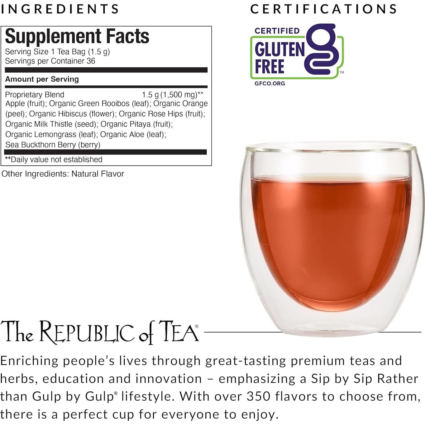 Té Herbal El Republicano del Té Berry Aloe 36 Bolsitas