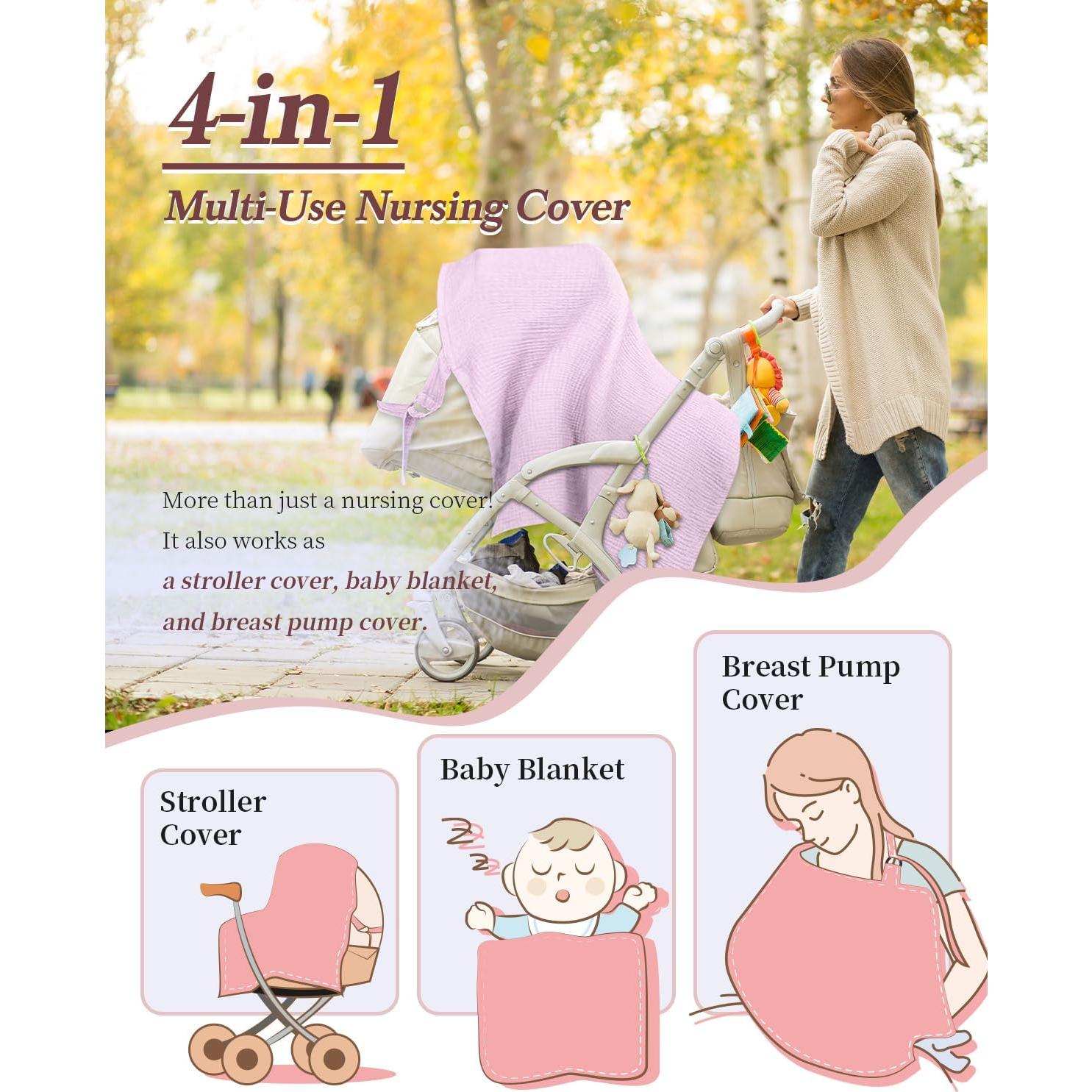 Cubierta de Lactancia Muselina 100% Algodón Rosa - Transpirable