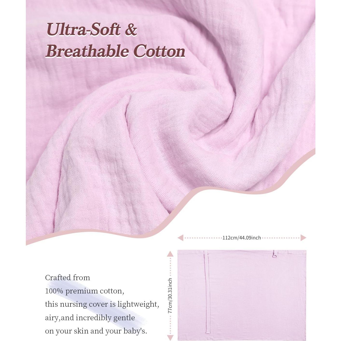 Cubierta de Lactancia Muselina 100% Algodón Rosa - Transpirable