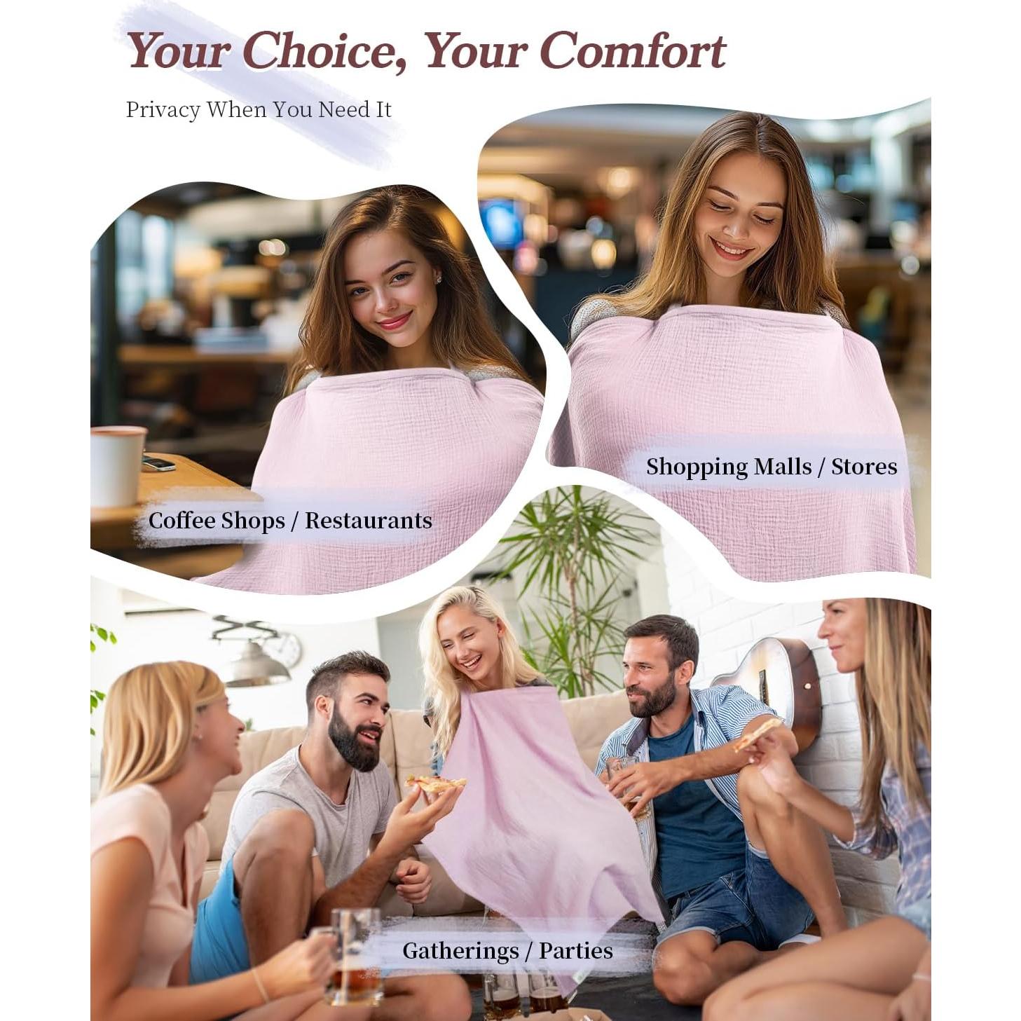 Cubierta de Lactancia Muselina 100% Algodón Rosa - Transpirable