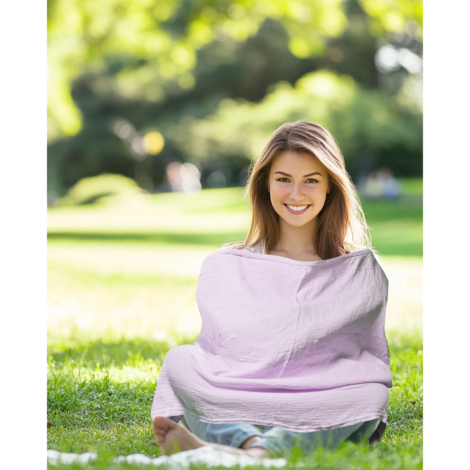 Cubierta de Lactancia Muselina 100% Algodón Rosa - Transpirable