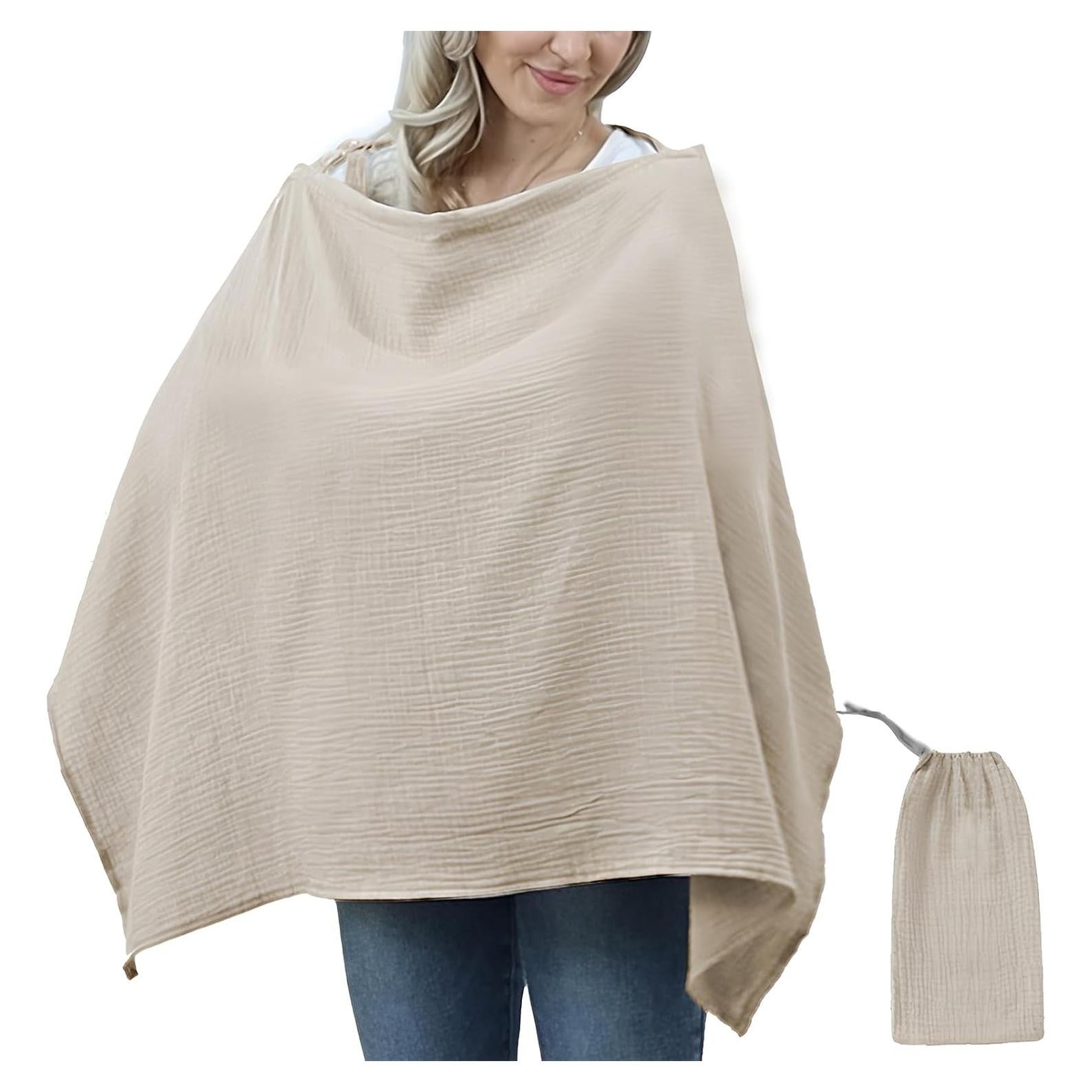 Cubierta de Lactancia 100% Algodón Caqui con Aro Rígido