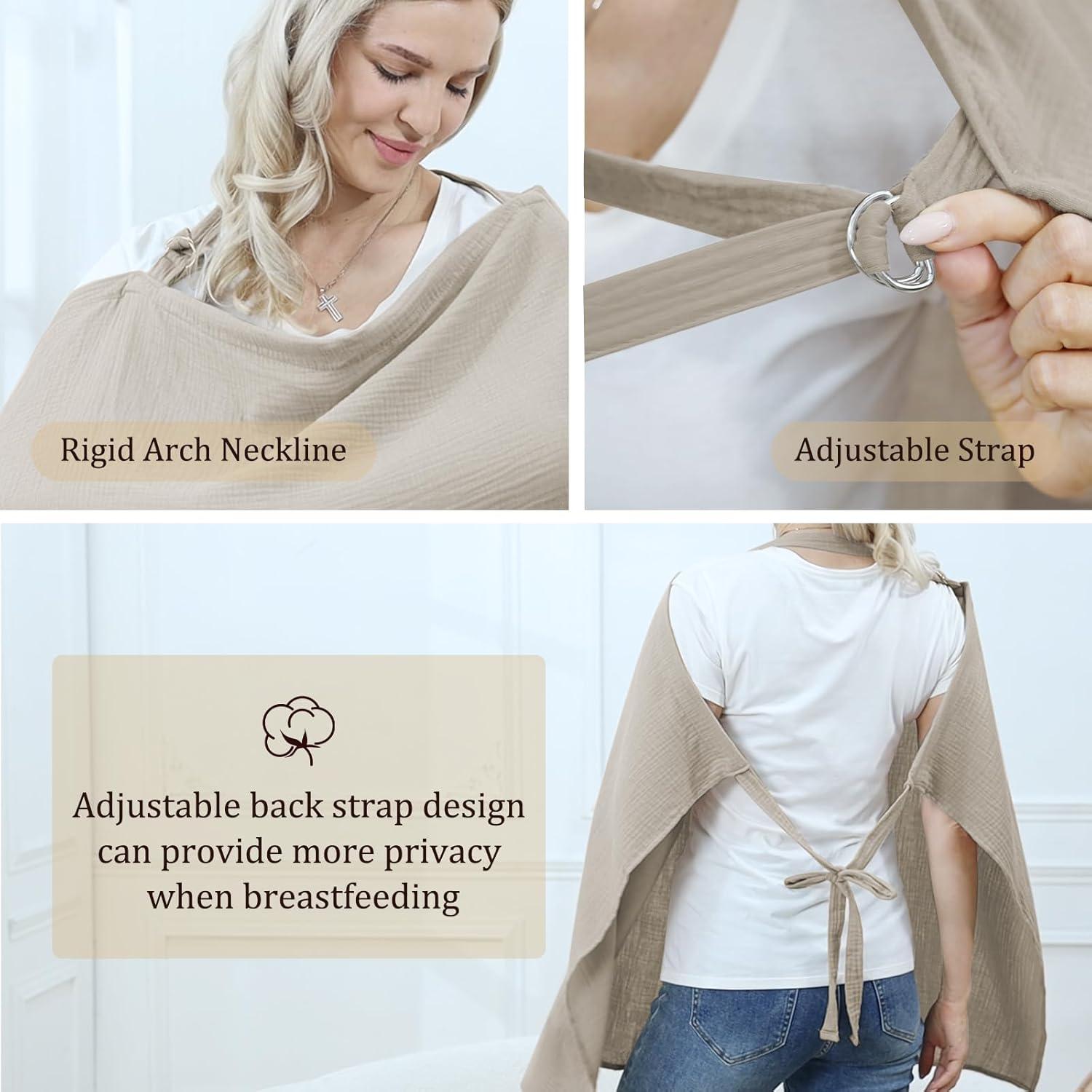 Cubierta de Lactancia 100% Algodón Caqui con Aro Rígido