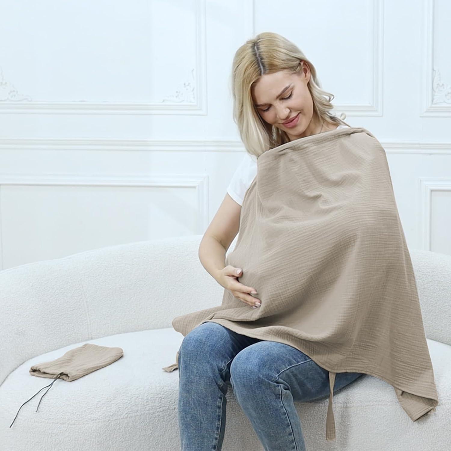 Cubierta de Lactancia 100% Algodón Caqui con Aro Rígido