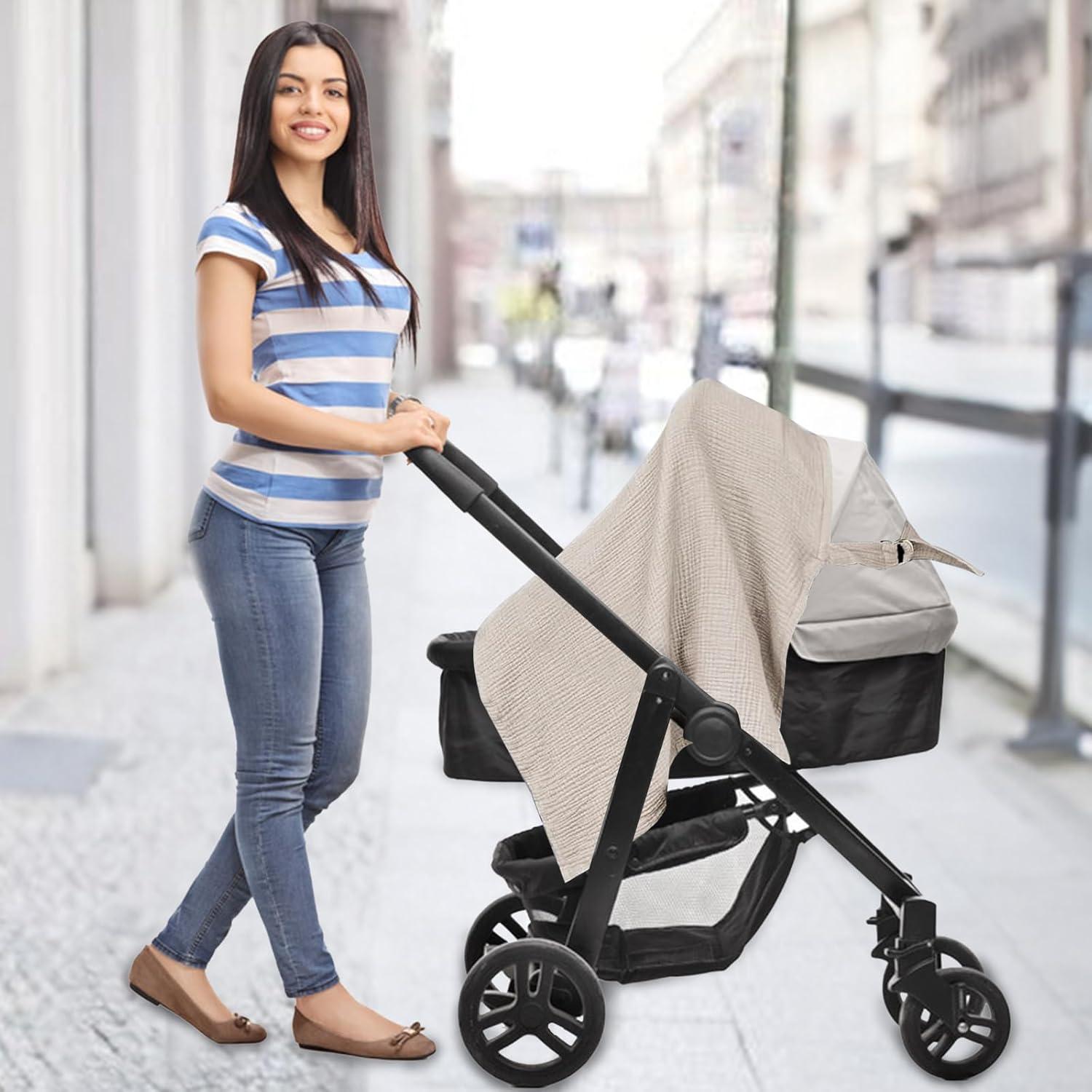 Cubierta de Lactancia 100% Algodón Caqui con Aro Rígido