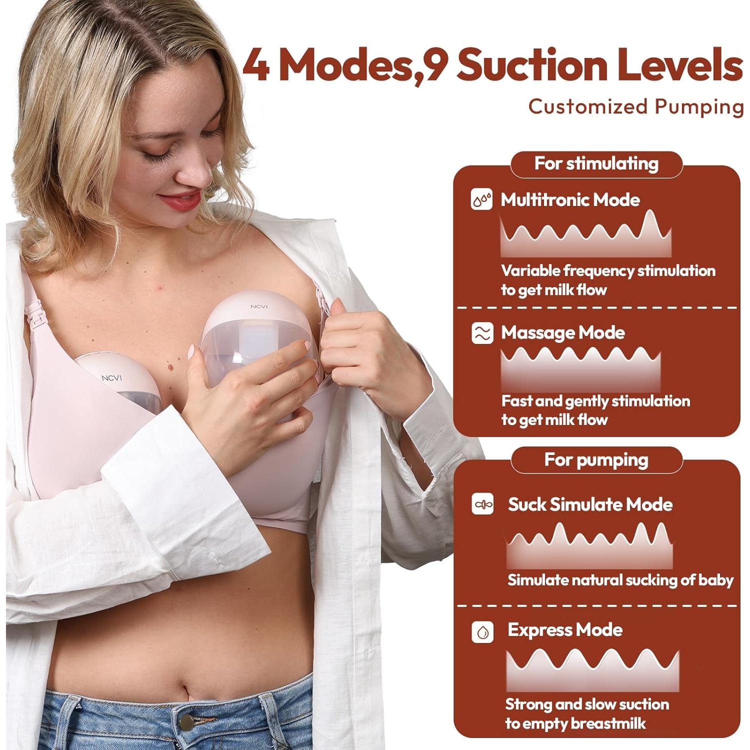 Bomba de Pecho Manos Libres NCVI 8131 Portátil Recargable 4 Modos