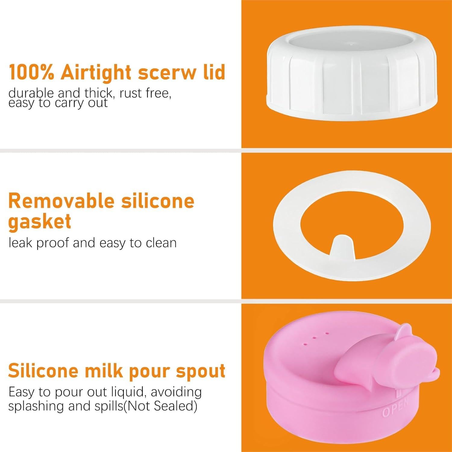 Paquete de 4 Botellas de Leche de Vidrio 473 ml con Tapa Dispensadora