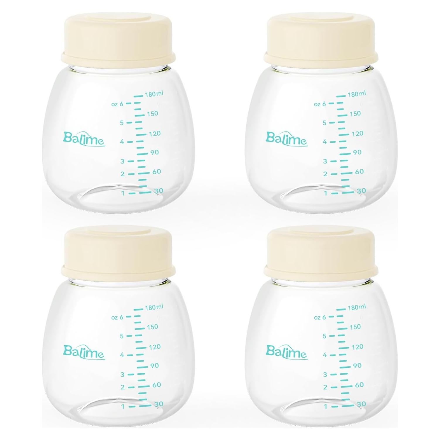 Botellas de Almacenamiento de Leche Materna BALIME 180 ml - Paquete de 4