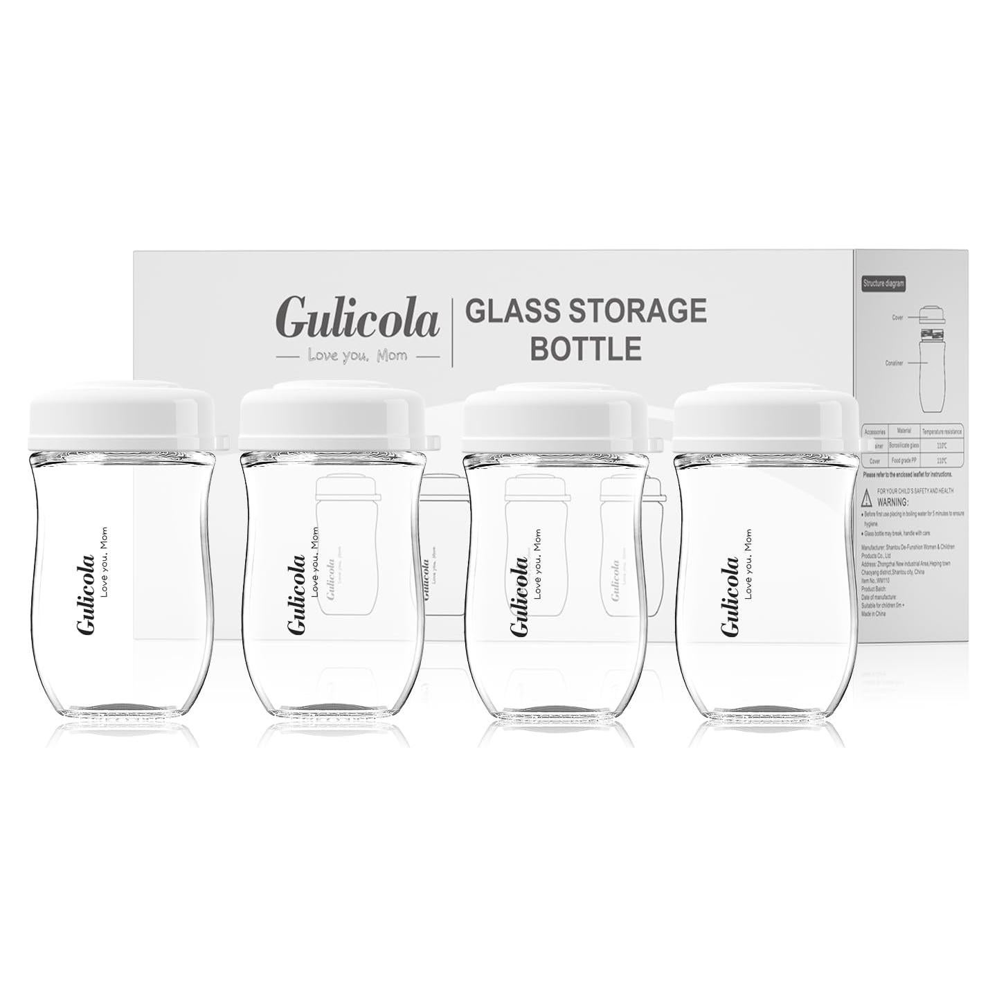 Botellas de Almacenamiento de Leche Materna de Vidrio 160ml - 4 Unidades