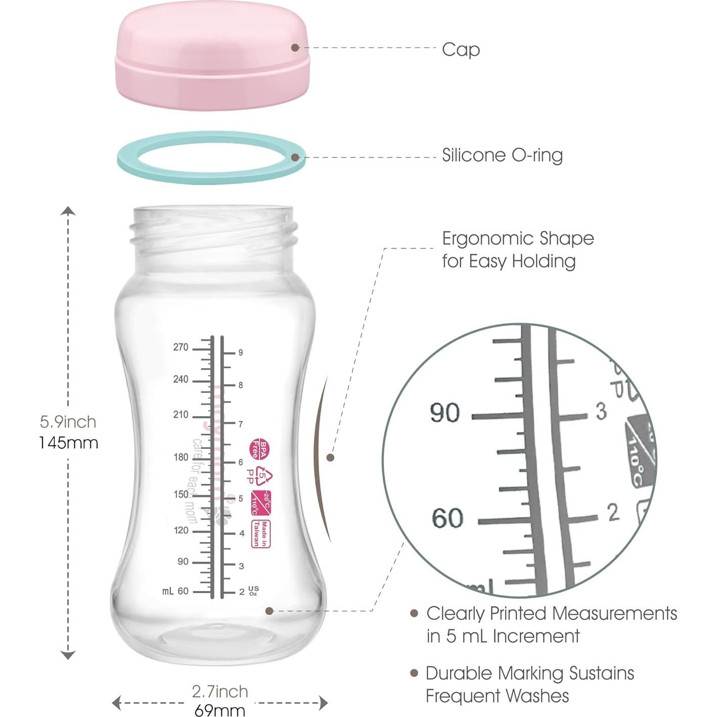 Botellas de Almacenamiento de Leche Maymom 9oz 4ct BPA Free