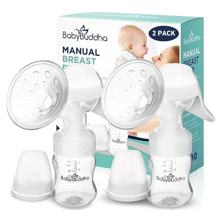 Bomba de Pecho Manual BabyBuddha - Paquete de 2, Sin Cable, Higiénica