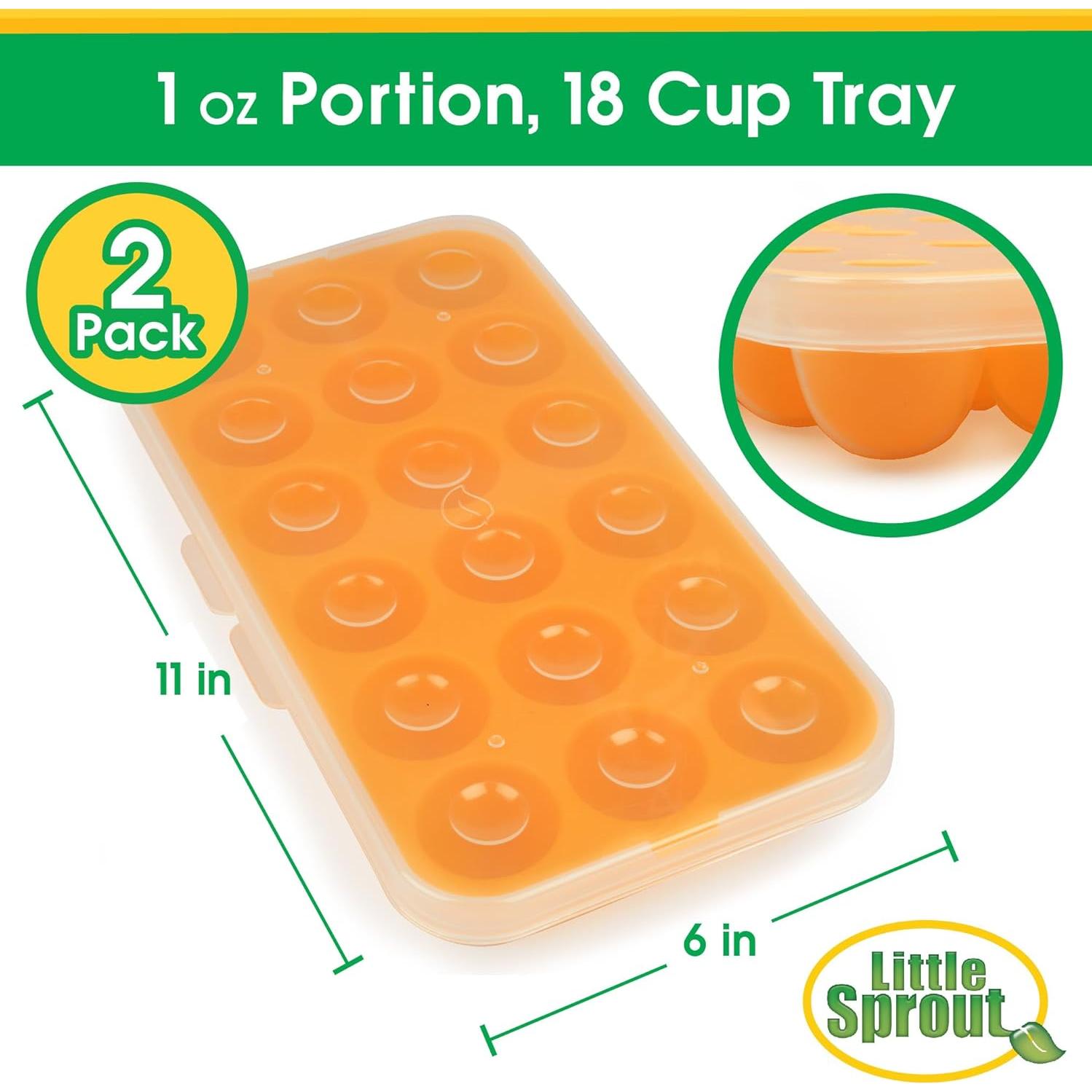 Bandejas de Almacenamiento de Comida para Bebés Little Sprout - 2 Piezas de Silicona 1oz, Apta Microondas y Lavavajillas