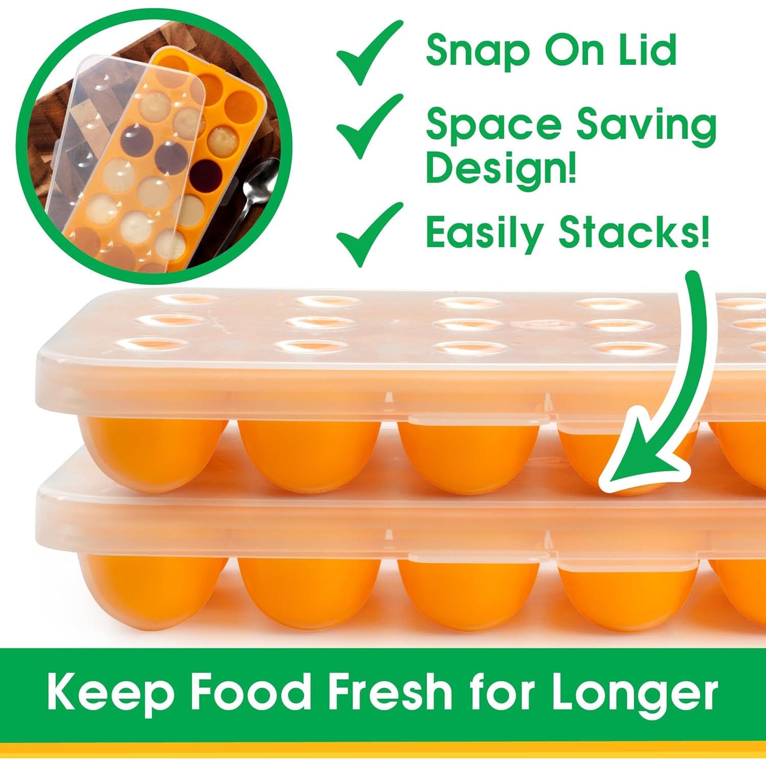 Bandejas de Almacenamiento de Comida para Bebés Little Sprout - 2 Piezas de Silicona 1oz, Apta Microondas y Lavavajillas