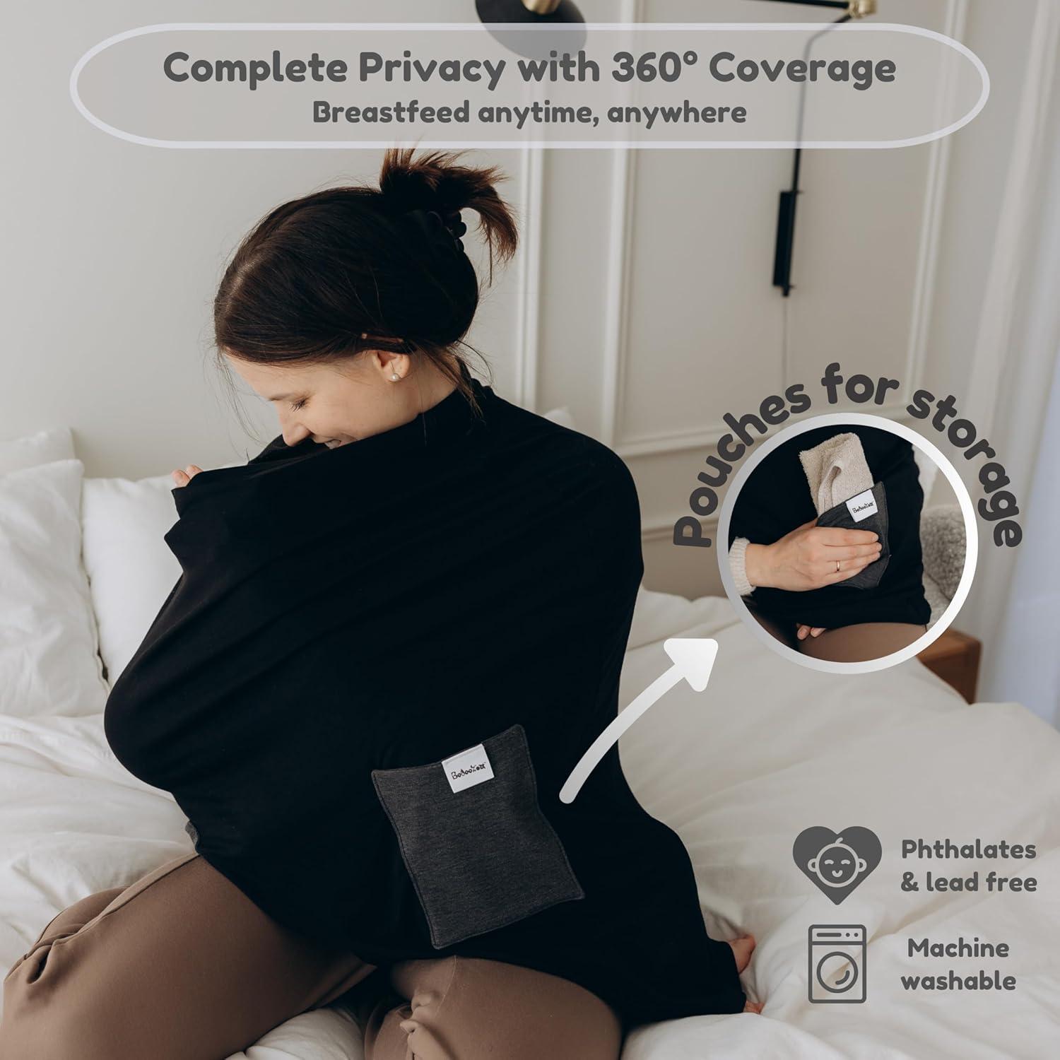 Cubierta de Lactancia de Bambú 6 en 1 con 2 Bolsillos - Azul/Verde